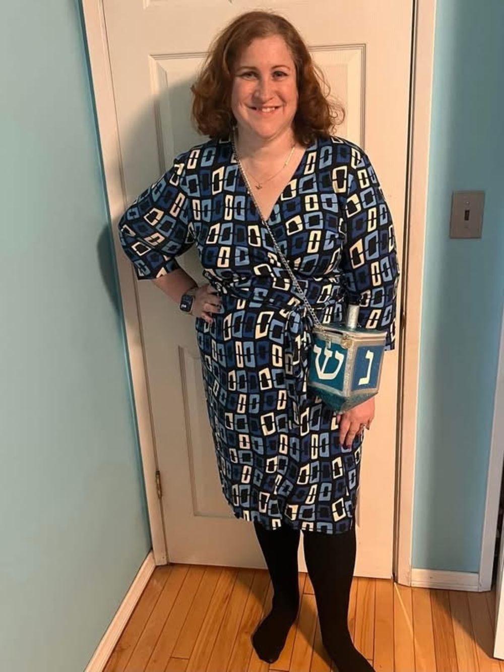 DVF silk Jersey Blue Geometric Wrap Dress - Bold Print xxl